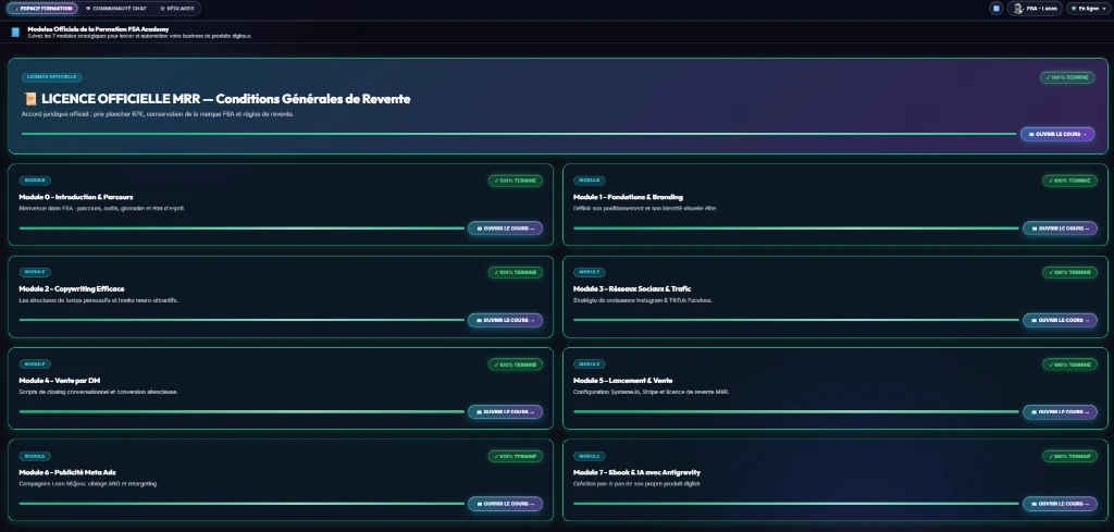 Plateforme Officielle Freedom Success Academy Dashboard
