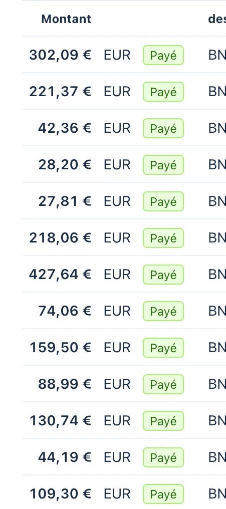 Preuves de transactions réelles