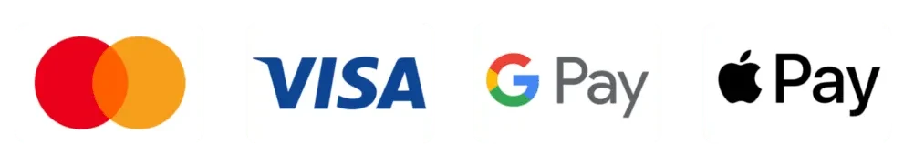 Moyens de paiement acceptés : Mastercard, Visa, Google Pay, Apple Pay